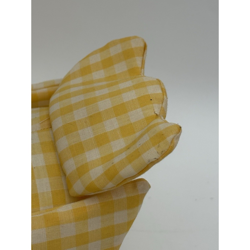 USA Vintage Cottagecore Stuffed Fabric Mother Goose Granny Lace Yellow Check‎ - Picture 4 of 11